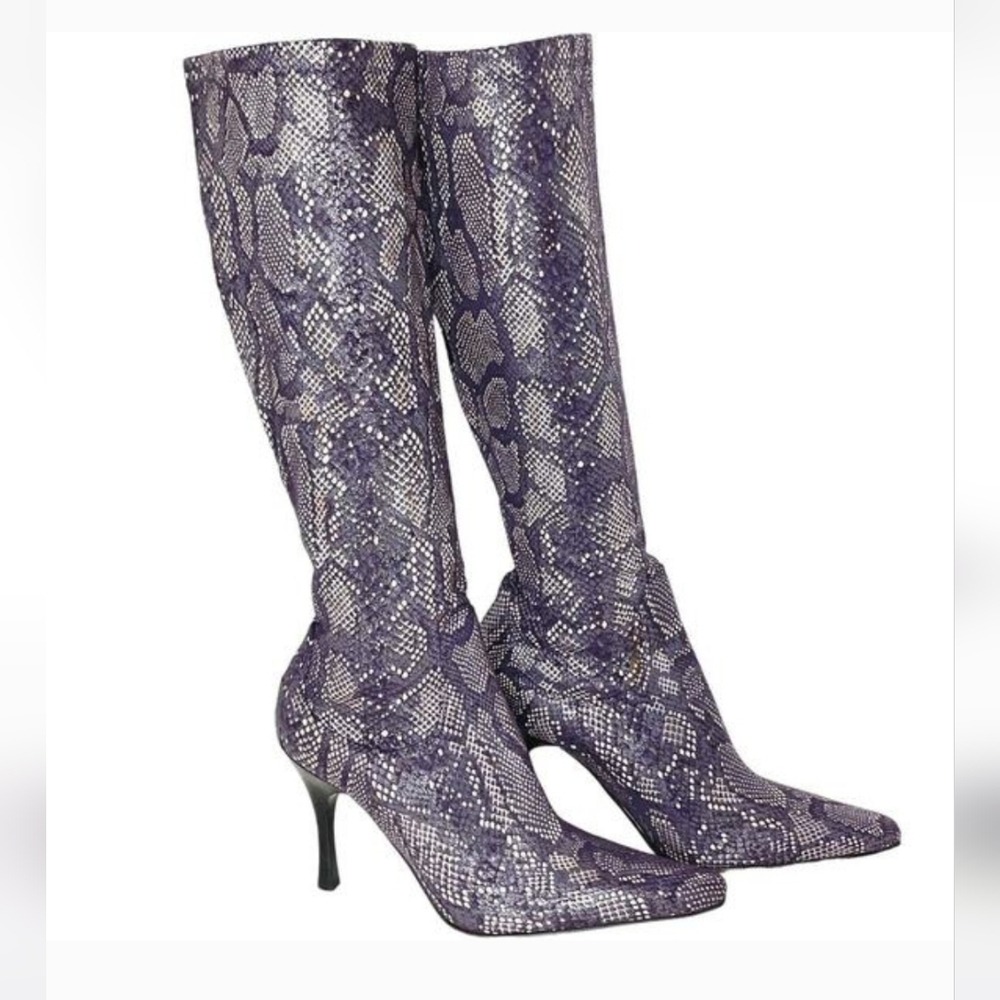 Donald J. Pliner Purple Snakeskin Heeled Boots